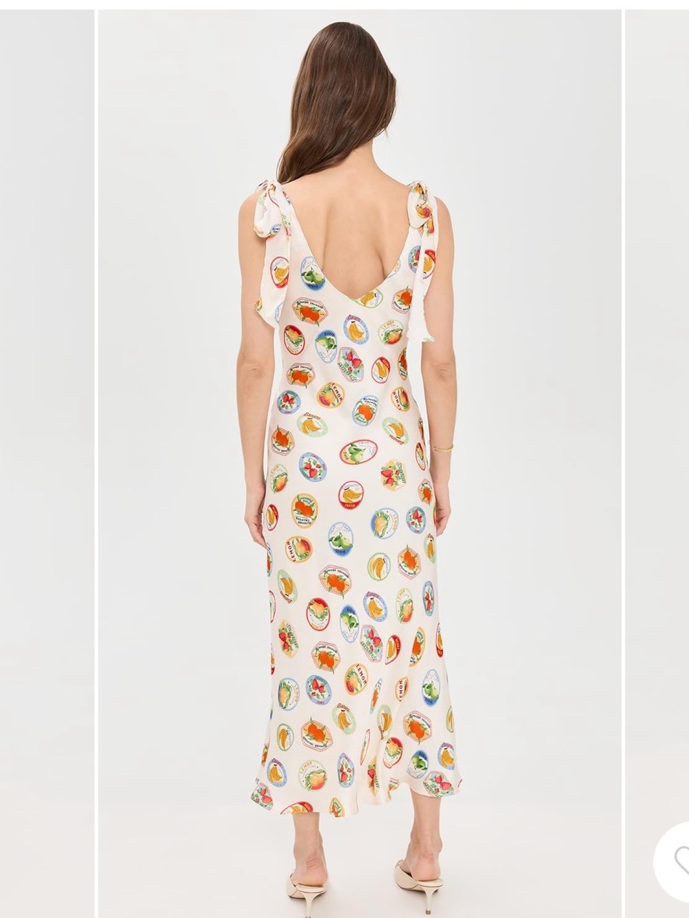ASTR the Label Allexina Satin Midi Dress Ivory & Fruit Cocktail Size Medium NWT - Picture 8 of 16